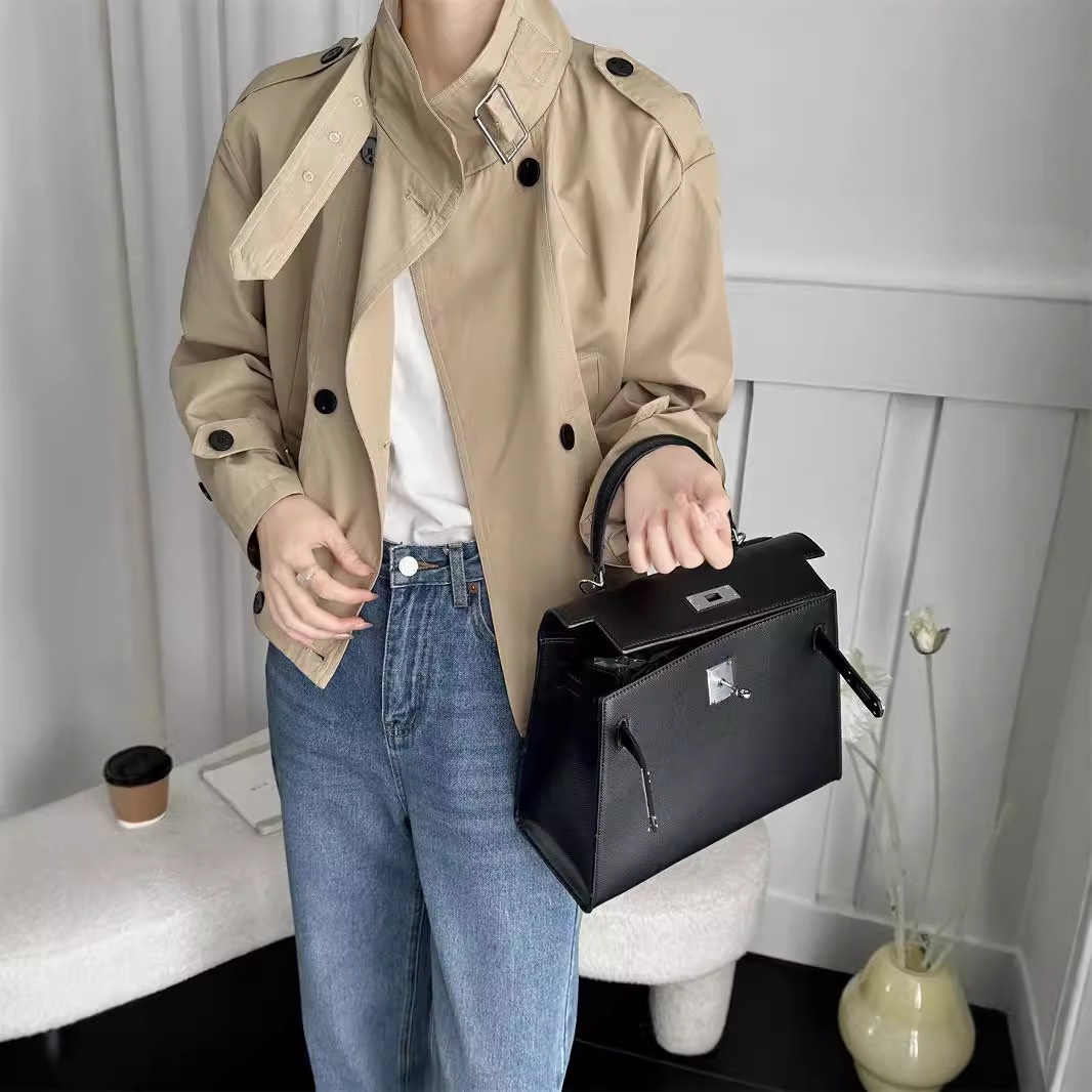 Women's Clothing Women's Clothing Women's Clothing Women's Clothing British Style Petite Short Jacket Trench Coat Casual Elegant Autumn New Korean_voghion.com