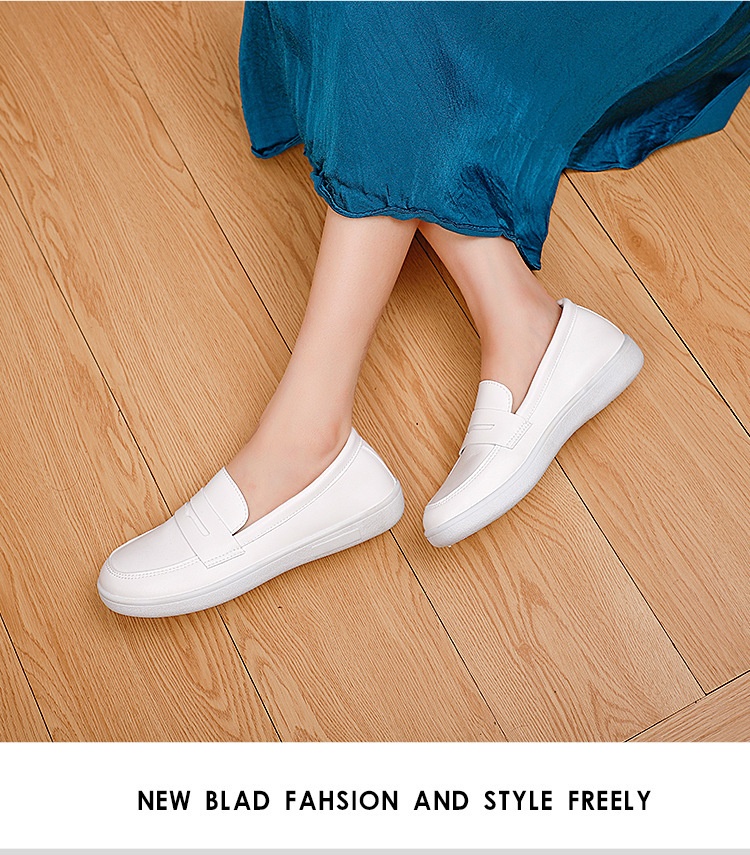 ShoeGlobe Flache Pflegeschuhe für Damen, bequeme, lässige Sommerschuhe mit weicher Sohle, weiß, rutschfest und atmungsaktiv, medizinische Arbeitsschuhe_voghion.com