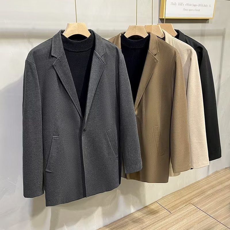 Herren-Herbst-Winter-Dicker Wollmantel, lässiger High-End-Anzug, Blazer, koreanischer Stil_voghion.com