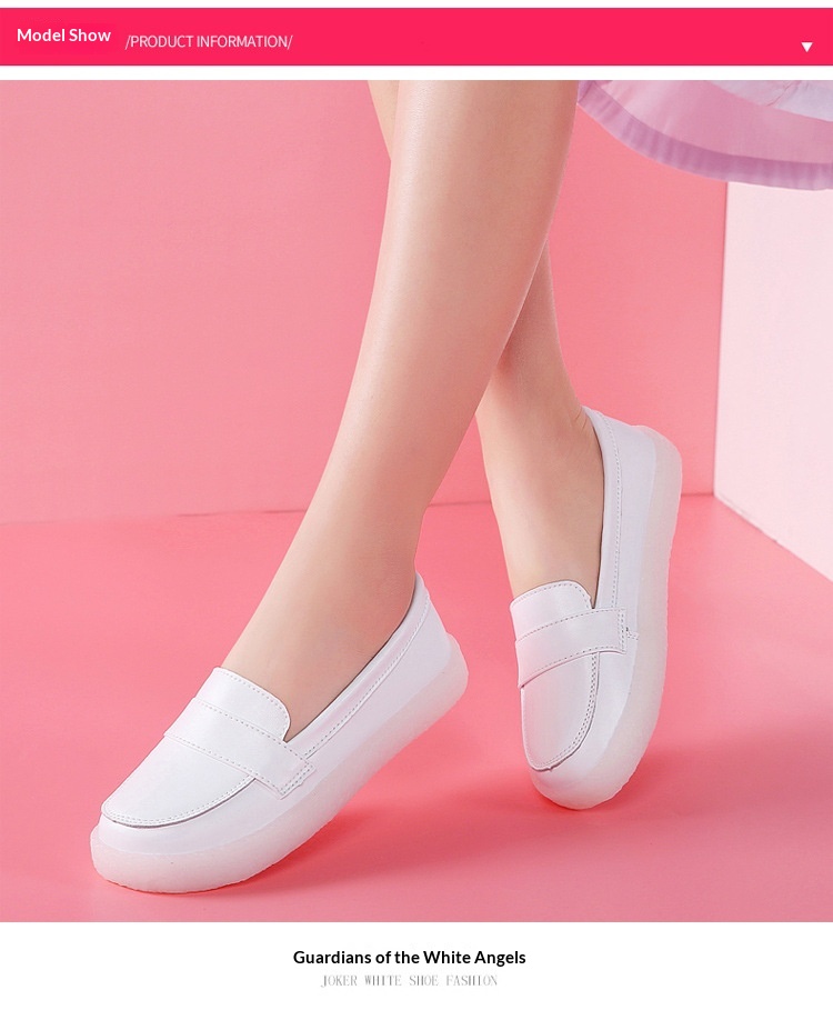 ShoeGlobe Nurse Echtleder, weiche Sohle, atmungsaktiv, ermüdungsfrei, flach, rutschfest, geruchshemmend, weiß, für den medizinischen Bereich_voghion.com