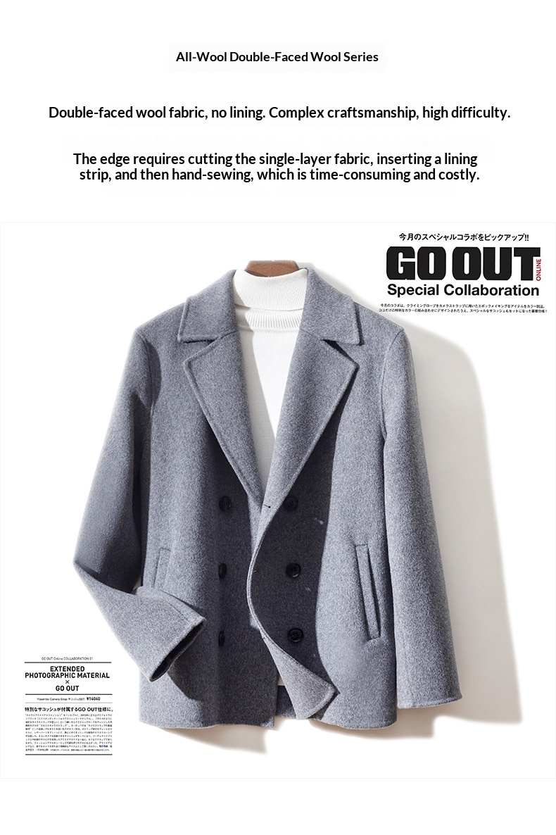boy Boy Boy Autumn Winter New Men's Double-Breasted Short Double-Sided Wool Coat Business Casual Suit Collar Woolen Jacket_voghion.com