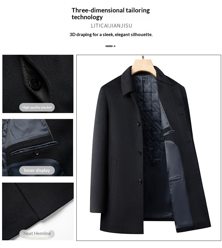 boy Boy Boy Wool And Goose Down Coat With Cashmere Men, Turn-Down Collar, Winter New Mid-Length Business Thickened Woolen Jacket For_voghion.com