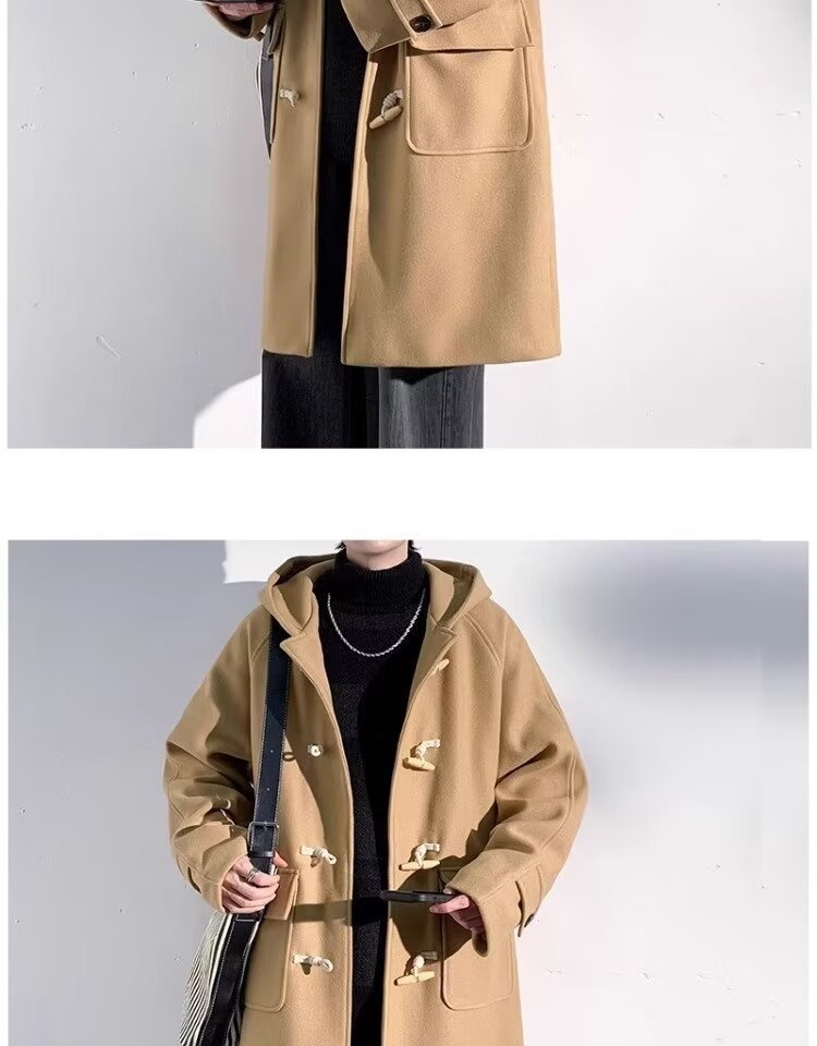 boy Boy Boy 2025 Winter Men's Horn Button Thickened Lamb Wool Mid-Length Hooded Trench Plus Size Casual Woolen Coat Jacket_voghion.com