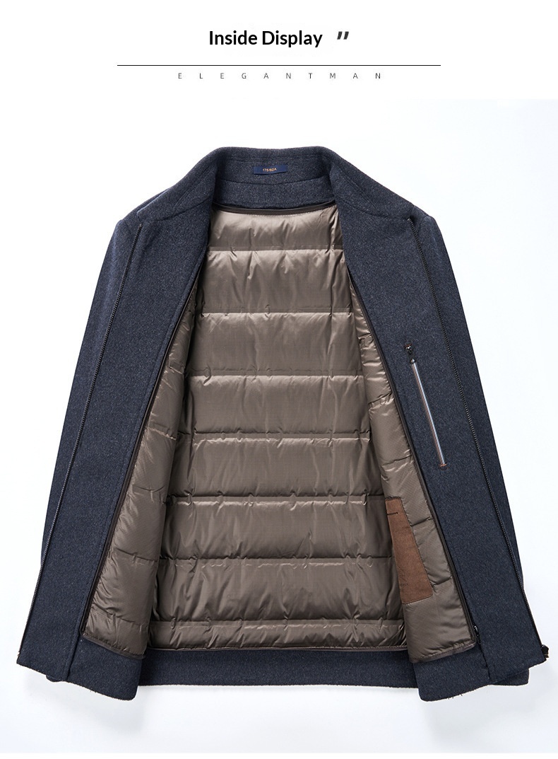 boy Boy Boy Double-Sided Wool For Men, Autumn And Winter Woolen Coat With Detachable Down Liner, Dad's Outfit, Middle-Aged Casual_voghion.com