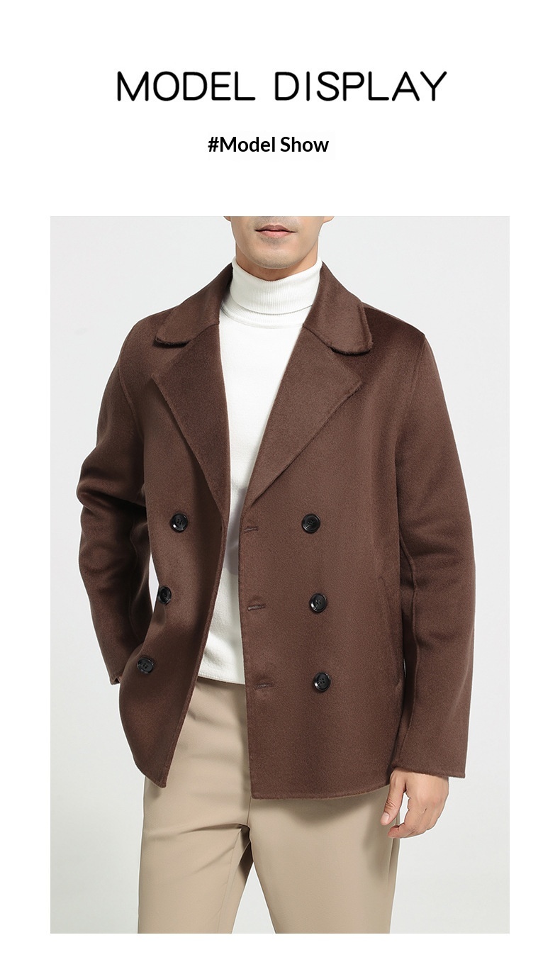 boy Boy Boy 100% Wool Autumn Winter New Double-Sided Short Men's Coat Double-Breasted Suit Simple Business Jacket_voghion.com