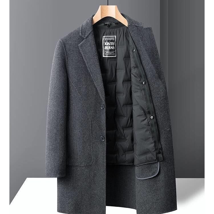 boy Boy Boy Double-Sided Wool Men's Mid-Length Autumn Winter Casual Thickened Suit Woolen Jacket New Style Trench Coat_voghion.com