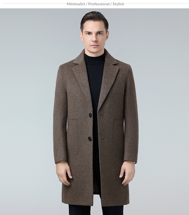 boy Boy Boy Autumn Winter Double-Sided Wool Mid-Length Solid Color Single-Breasted Jacket Trench Coat Men's Woolen Clothing_voghion.com