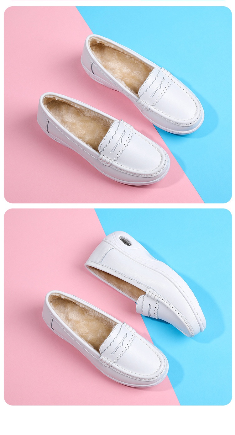 ShoeGlobe Damen-Sneaker „Nurse“ aus echtem Leder, gepolstert, weich, atmungsaktiv, rutschfest, mit Fleece-Futter und dicker Sohle – ideal für Herbst und Winter. Warm und bequem._voghion.com