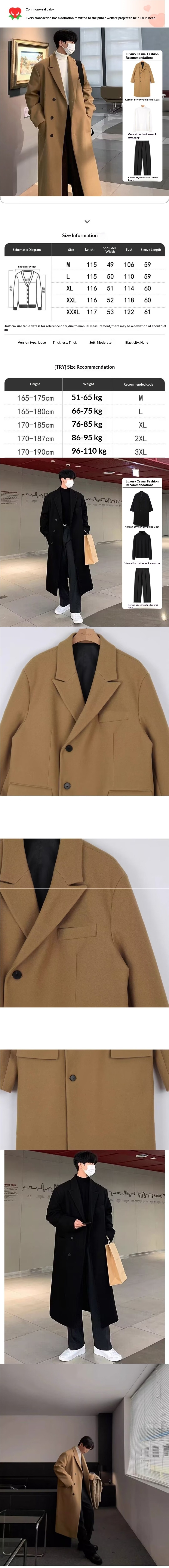 boy Boy Boy Men's Wool Single-Breasted Mid-Length Trench Coat Set For Men Autumn Winter Woolen Jacket_voghion.com