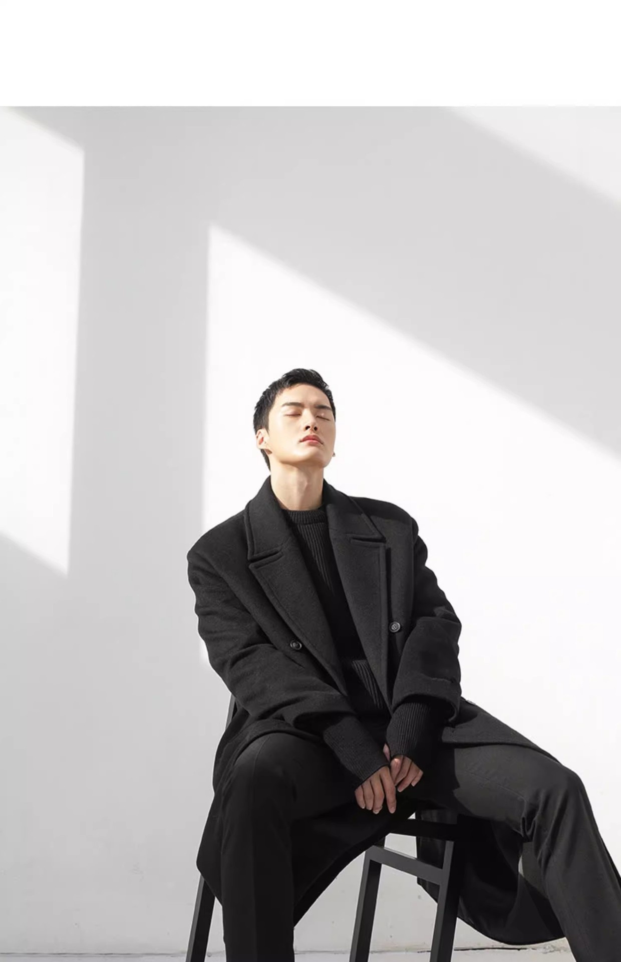 boy Boy Boy Trench Double-Breasted Black Mid-Length Coat Men's Autumn Winter Woolen Jacket_voghion.com