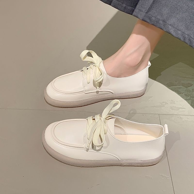 ShoeGlobe Damen-Lederschuhe mit weicher Sohle, klein, Frühjahr/Herbst 2025, flach, rutschfest, weiß, bequem, für Arbeit, Pflege, Einzelschuhe_voghion.com