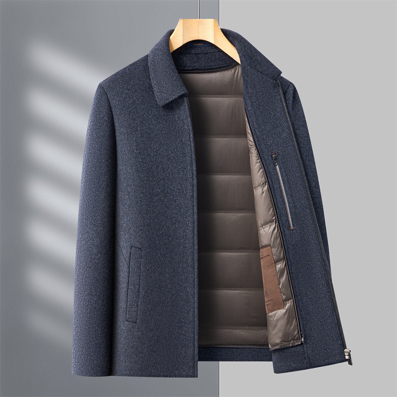 boy Boy Boy Double-Sided Wool For Men, Autumn And Winter Woolen Coat With Detachable Down Liner, Dad's Outfit, Middle-Aged Casual_voghion.com
