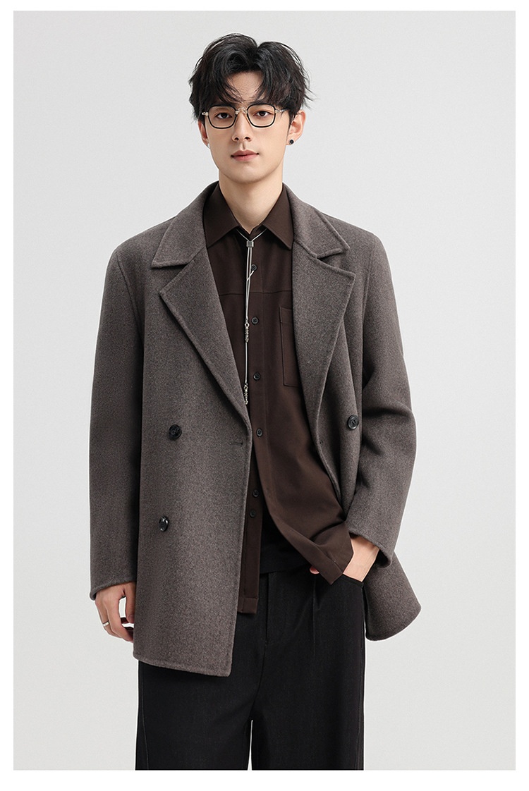 boy Boy Boy 2025 Autumn Winter Double-Sided Wool Men's Jacket New High-End Casual Short Coat Double-Breasted Down Liner_voghion.com