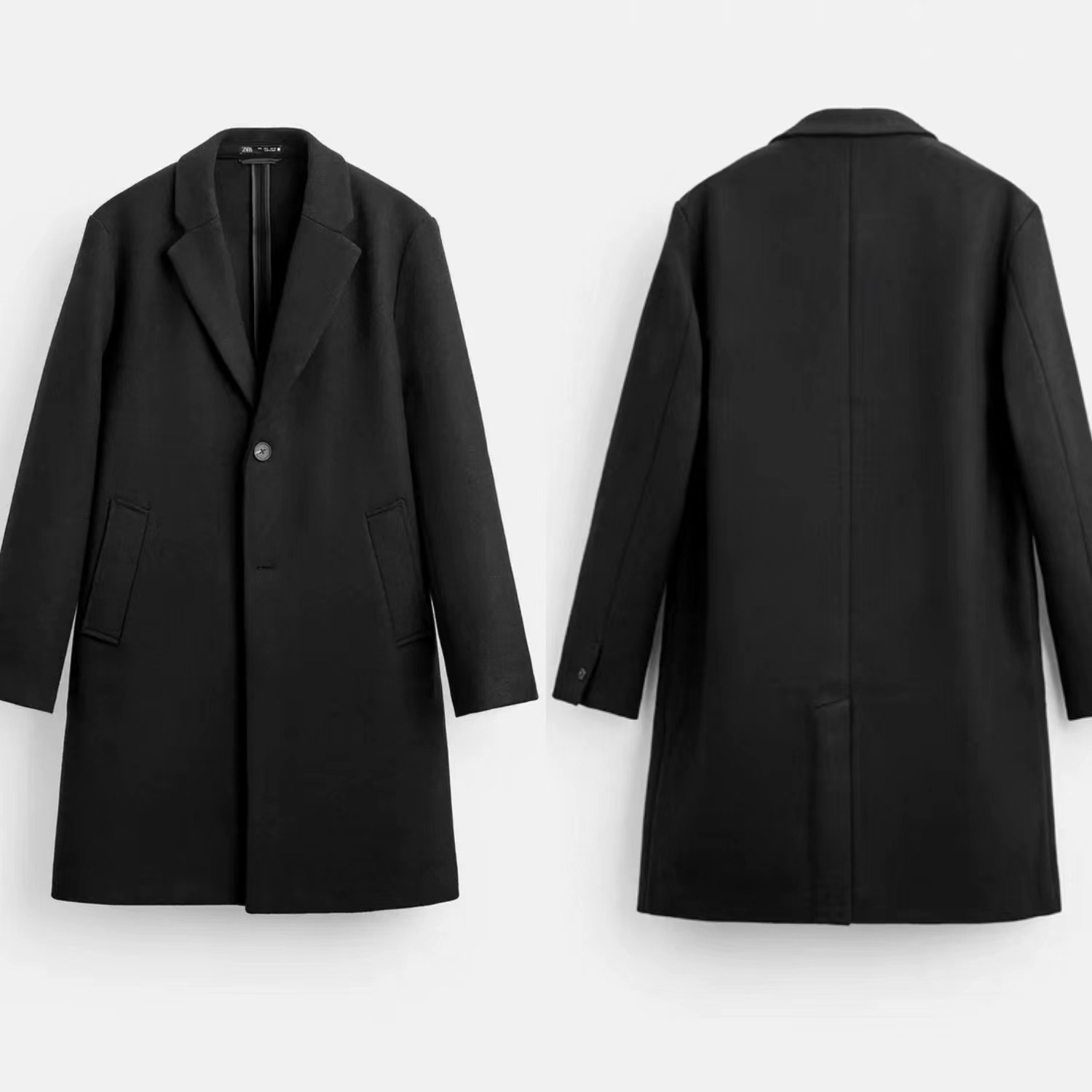 boy Boy Boy Autumn And Winter New Men's Mid-Length Wool Blend Shrinkable Turn-Down Collar Long Sleeve Coat Jacket_voghion.com