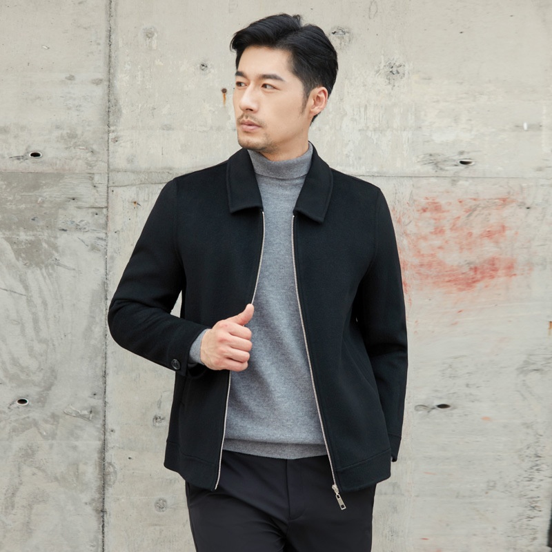 boy Boy Boy 2021 New Winter Coat Men's Turn-Down Collar Short Middle-Aged Double-Sided Wool Jacket_voghion.com