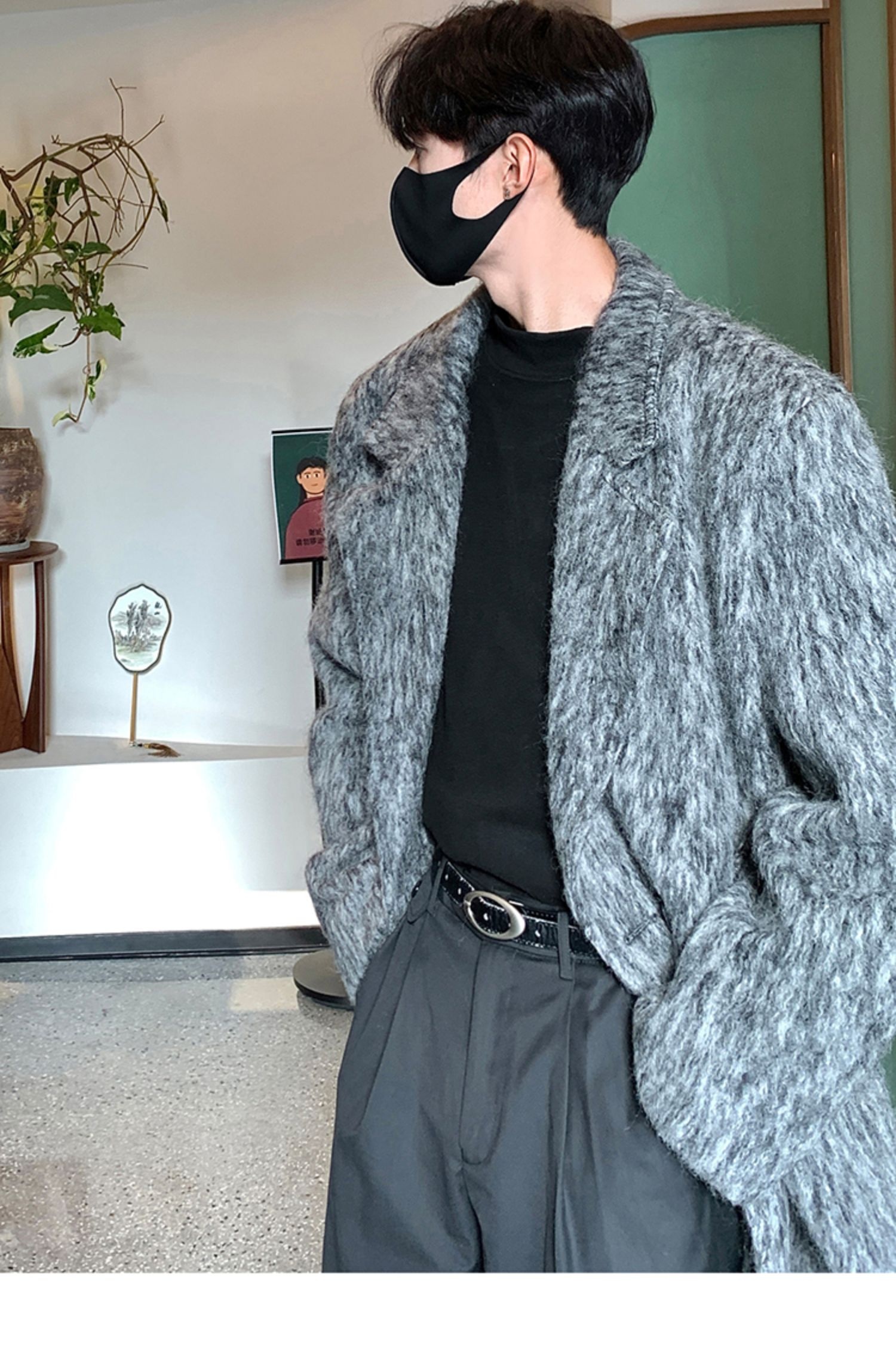 boy Boy Boy Cleanfit Mohair Wool For Men, Autumn And Winter Thickened Korean Style High-End Chic Mid-Length Trench Coat_voghion.com
