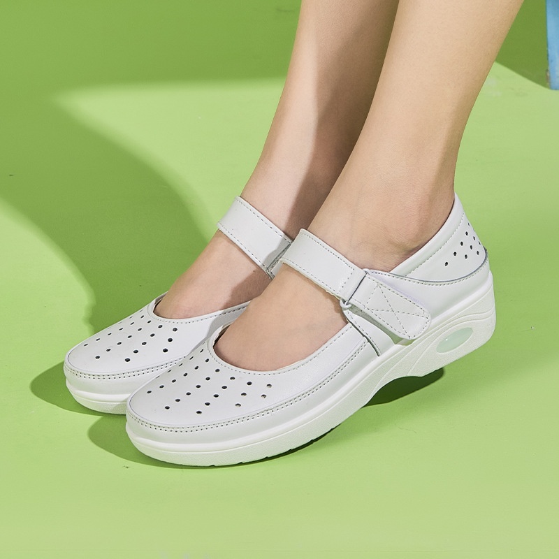 ShoeGlobe Autumn Winter Nurse Women Soft Non-Tiring Thick Sole Height Increasing Single White Non-Slip Medical Special Work Shoes_voghion.com