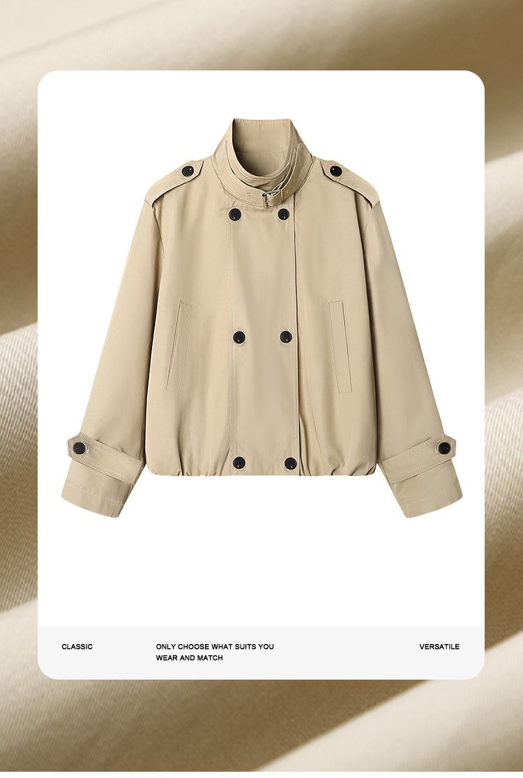 Women's Clothing Women's Clothing Women's Clothing Women's Clothing British Style Petite Short Jacket Trench Coat Casual Elegant Autumn New Korean_voghion.com