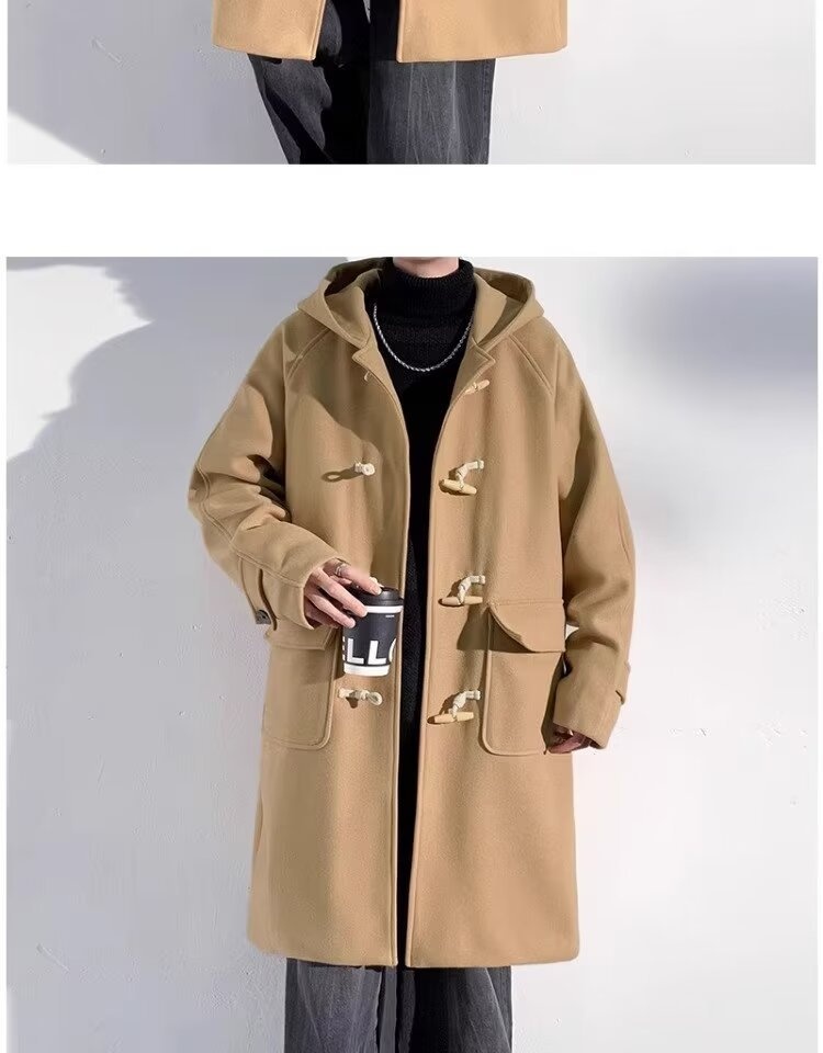 boy Boy Boy 2025 Winter Men's Horn Button Thickened Lamb Wool Mid-Length Hooded Trench Plus Size Casual Woolen Coat Jacket_voghion.com