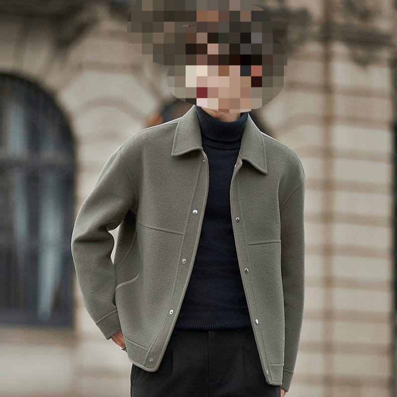 boy Boy Boy Cross-Border Winter Coat Men's Double-Sided Cashmere-Free Short Lapel Casual Woolen Jacket_voghion.com