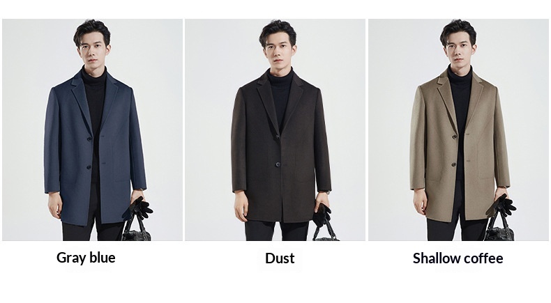 Manteau en laine double face 100 % pure pour homme, style business décontracté, manches longues, coupe mi-longue._voghion.com