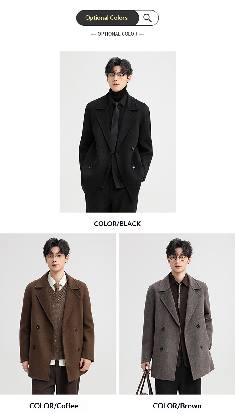 boy Boy Boy 2025 Autumn Winter Double-Sided Wool Men's Jacket New High-End Casual Short Coat Double-Breasted Down Liner_voghion.com