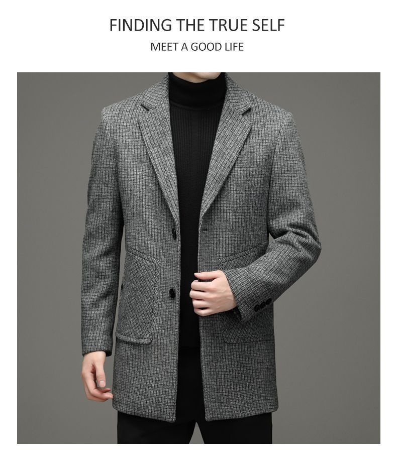boy Boy Boy Autumn Winter Thickened Wool For Men, Dad's Warm Suit Collar Jacket, Fashionable Trendy Mid-Length Trench Coat_voghion.com