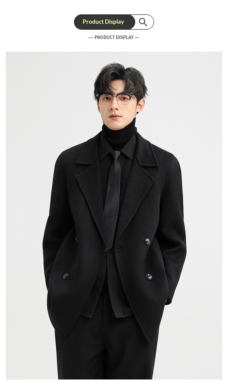 boy Boy Boy 2025 Autumn Winter Double-Sided Wool Men's Jacket New High-End Casual Short Coat Double-Breasted Down Liner_voghion.com