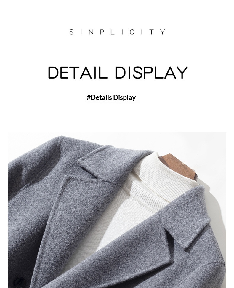 boy Boy Boy 100% Wool Autumn Winter New Double-Sided Short Men's Coat Double-Breasted Suit Simple Business Jacket_voghion.com