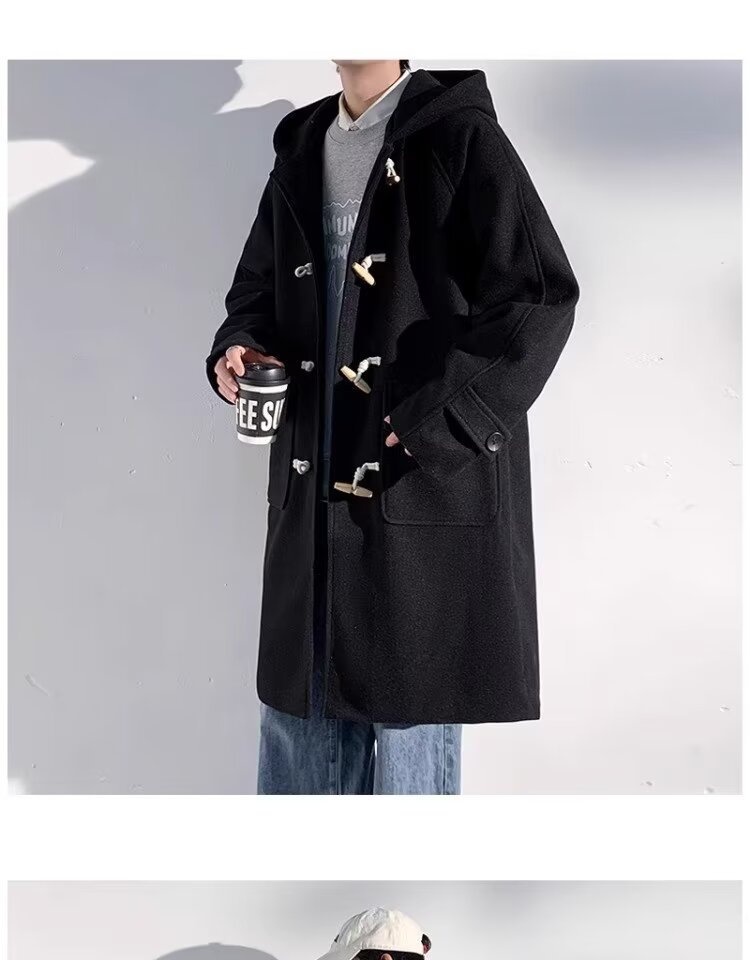 boy Boy Boy 2025 Winter Men's Horn Button Thickened Lamb Wool Mid-Length Hooded Trench Plus Size Casual Woolen Coat Jacket_voghion.com