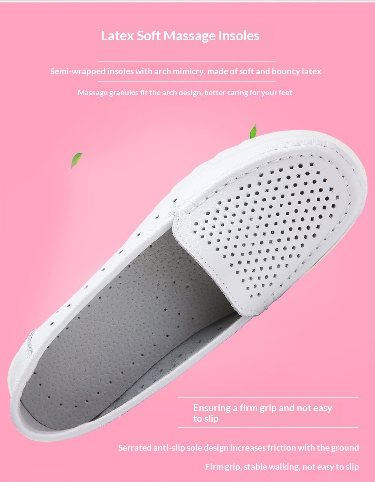 ShoeGlobe Frühjahr/Sommer Neue Pflegeschuhe für Damen: Weich, atmungsaktiv, bequem, rutschfest, dicke Sohle, vielseitig einsetzbar, weiß._voghion.com