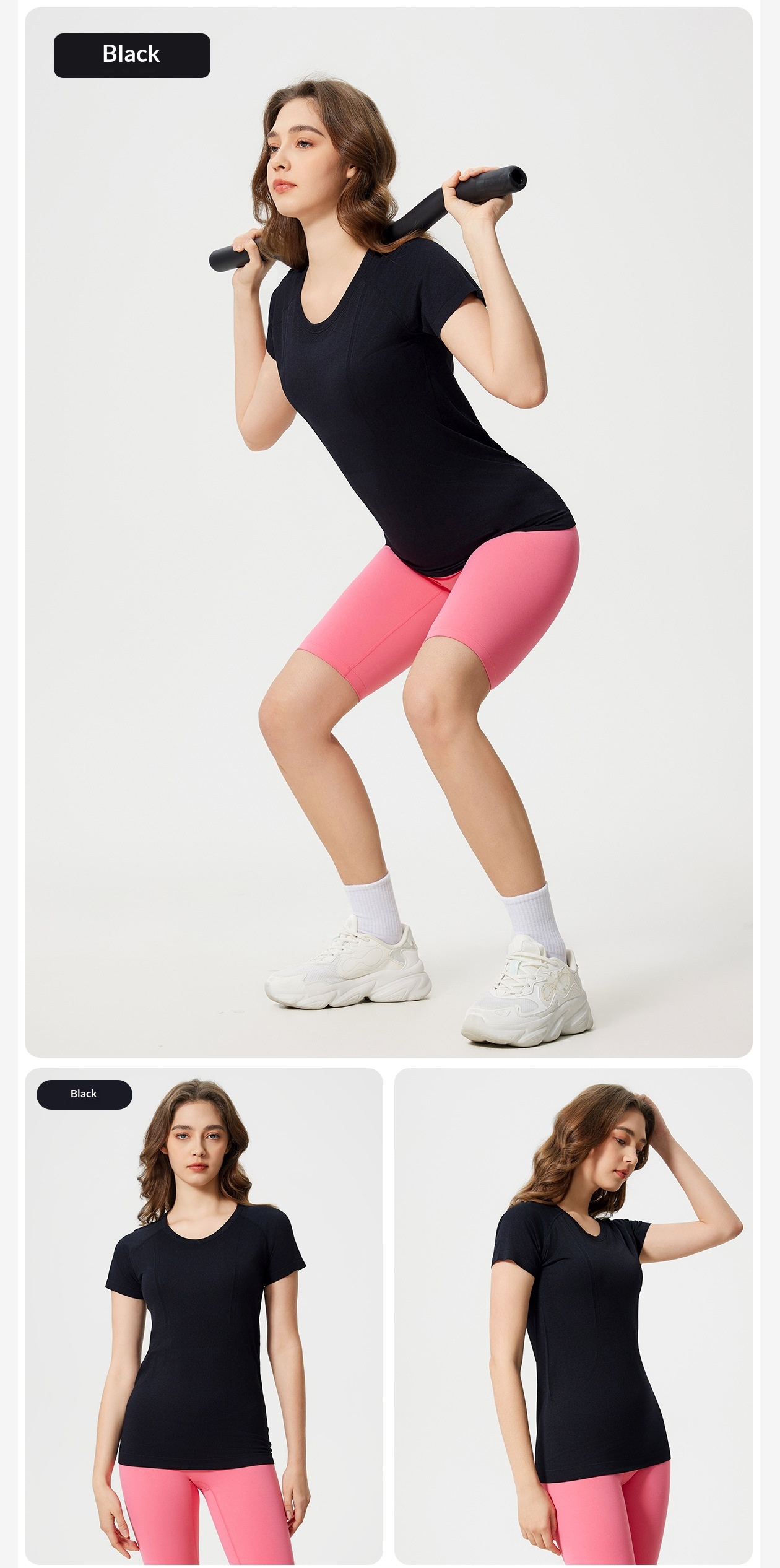 ChicShe Spring Summer New Women's Round Neck Sports T-Shirt Running Fitness Top Slim Fit Breathable Yoga Short Sleeve S2067_voghion.com