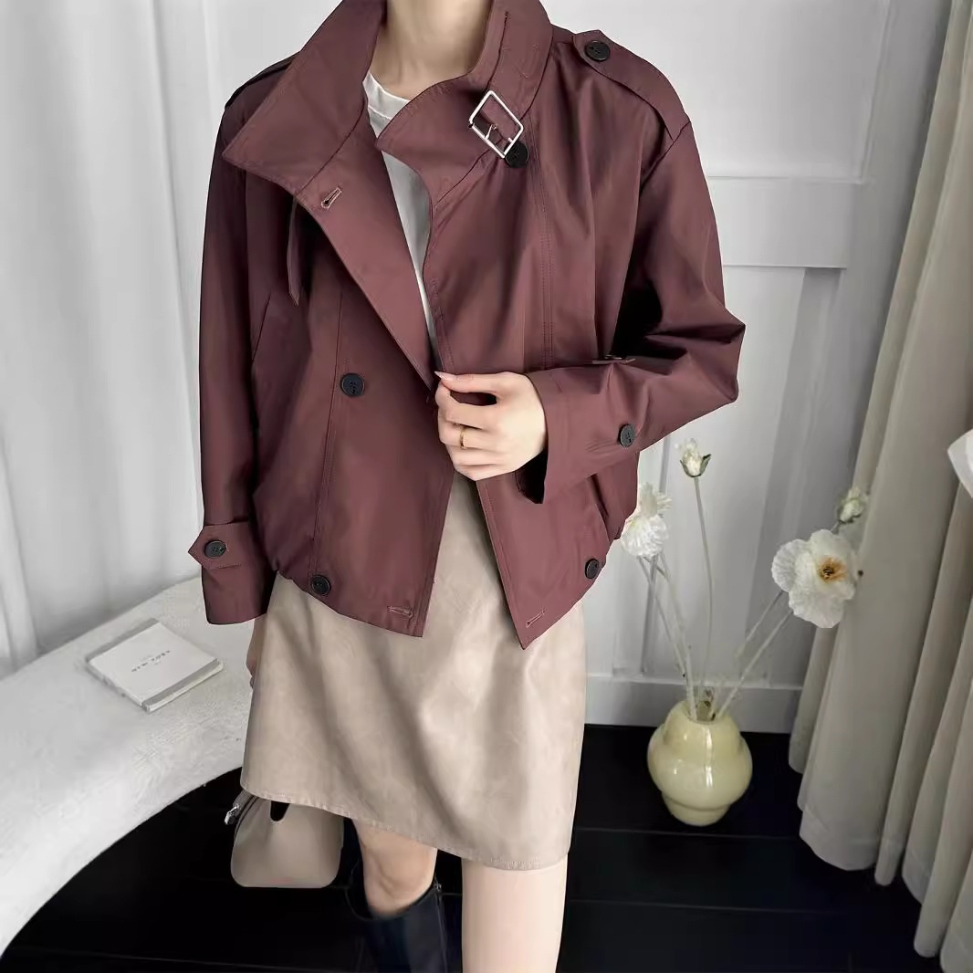 Women's Clothing Women's Clothing Women's Clothing Women's Clothing British Style Petite Short Jacket Trench Coat Casual Elegant Autumn New Korean_voghion.com