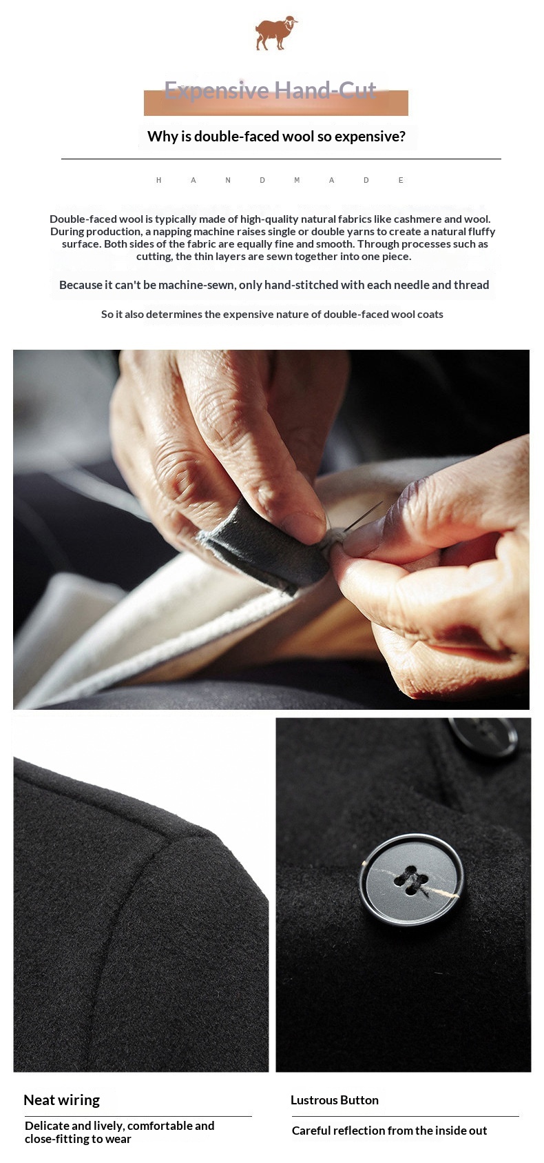 Manteau en laine double face 100 % pure pour homme, style business décontracté, manches longues, coupe mi-longue._voghion.com