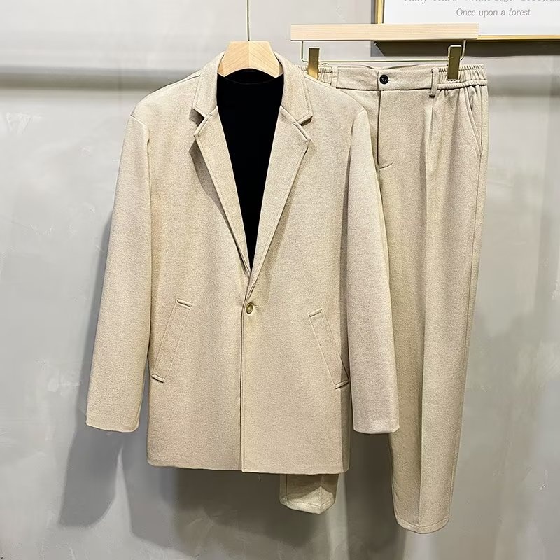 Herren-Herbst-Winter-Dicker Wollmantel, lässiger High-End-Anzug, Blazer, koreanischer Stil_voghion.com
