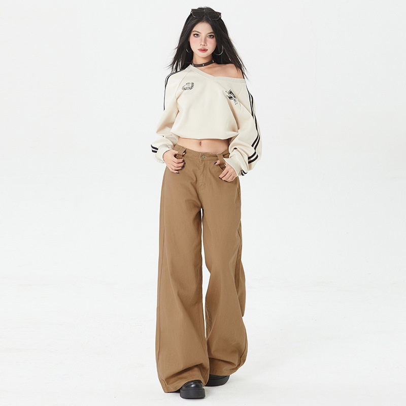 ChicShe American Style Spicy Girl Jeans For Women, Autumn And Winter New Design, Niche Latte Brown Loose Fit, Large Straight_voghion.com