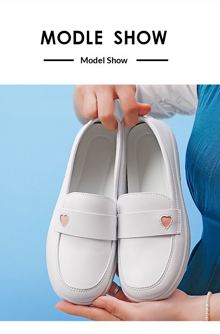 ShoeGlobe Flache Pflegeschuhe für Damen, bequeme, lässige Sommerschuhe mit weicher Sohle, weiß, rutschfest und atmungsaktiv, medizinische Arbeitsschuhe_voghion.com