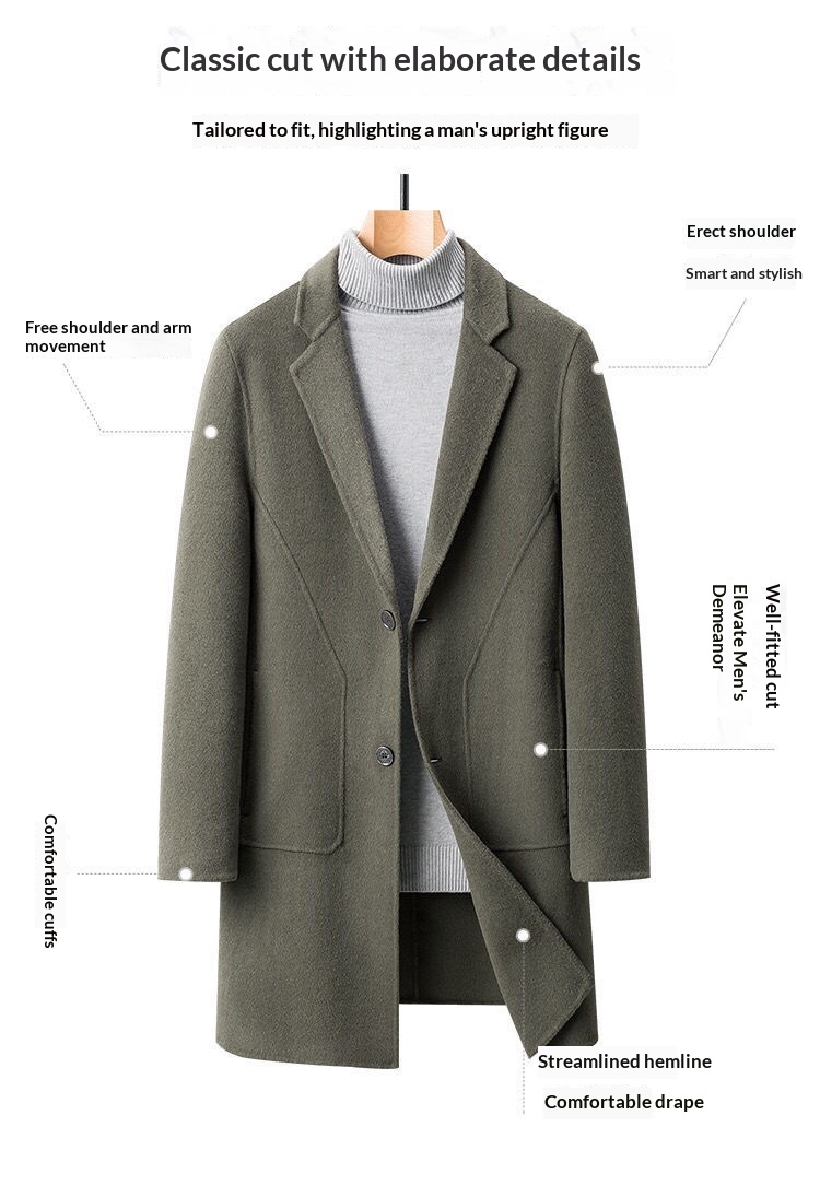 boy Boy Boy Double-Sided Wool Men's Mid-Length Autumn Winter Casual Thickened Suit Woolen Jacket New Style Trench Coat_voghion.com