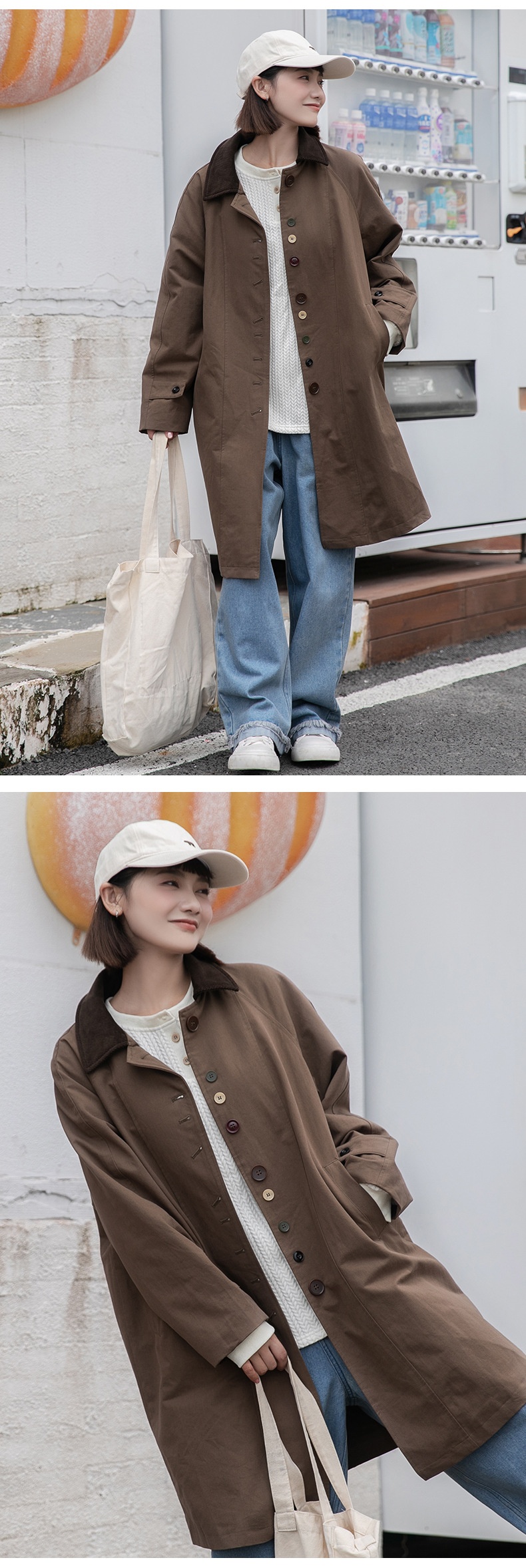 2025 Spring Japanese Style Long Trench Coat For Petite Women With Raglan_voghion.com