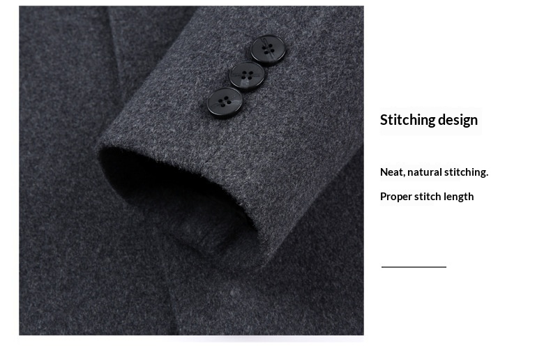 Herren-Herbst-Winter-Anzug, hochwertiger, fleecegefütterter Wollmantel, mittellange Jacke_voghion.com