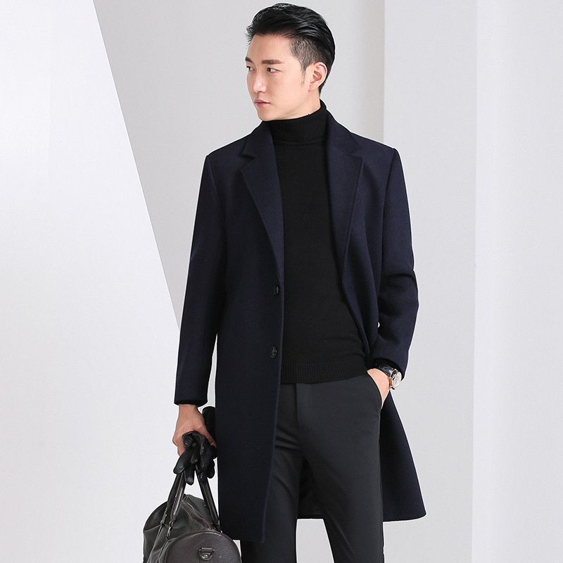 boy Boy Boy Autumn Winter New Men's Slim Fit Youth Korean Style Mid-Length Wool Coat For Men_voghion.com