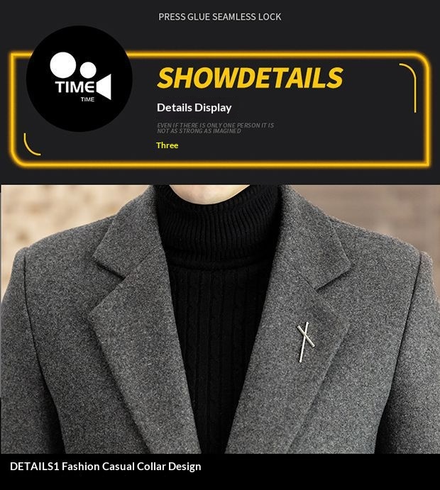 Manteau mi-long en laine style automne élégant hiver tendance coréen coupe slim pour homme_voghion.com