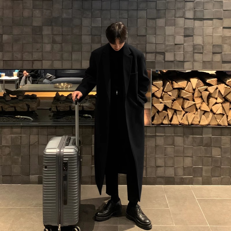 boy Boy Boy Wool Coat For Men, Over-the-Knee, Mid-Leth, Korean Trendy British Style, Winter Thickened Woolen Trench Coat, Extra_voghion.com