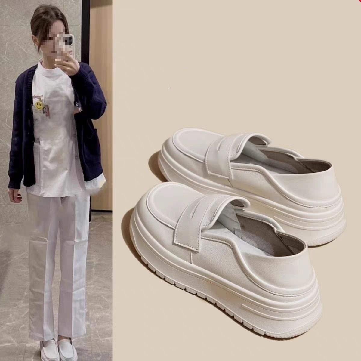 ShoeGlobe Yuechen Nurse For Women, Soft Sole, Breathable, Odor-Resistant, Non-Slip, Slip-On Flat Shoes, Medical White Shoes_voghion.com