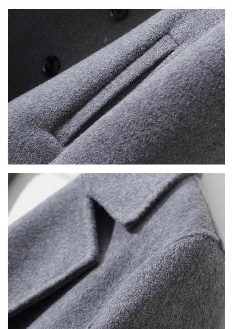 boy Boy Boy 100% Wool Autumn Winter New Double-Sided Short Men's Coat Double-Breasted Suit Simple Business Jacket_voghion.com