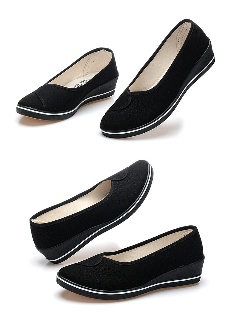 ShoeGlobe Low-Cut White Nurse Flat Wedge Soft Sole Canvas For Women Hotel Hospital Beauty Salon Work Shoes Wholesale_voghion.com