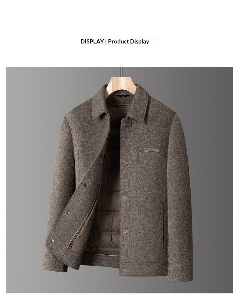 Manteau Boy Boy 100% laine double face Automne-Hiver 2025, nouveau manteau épais en duvet pour homme, vêtement de travail décontracté_voghion.com