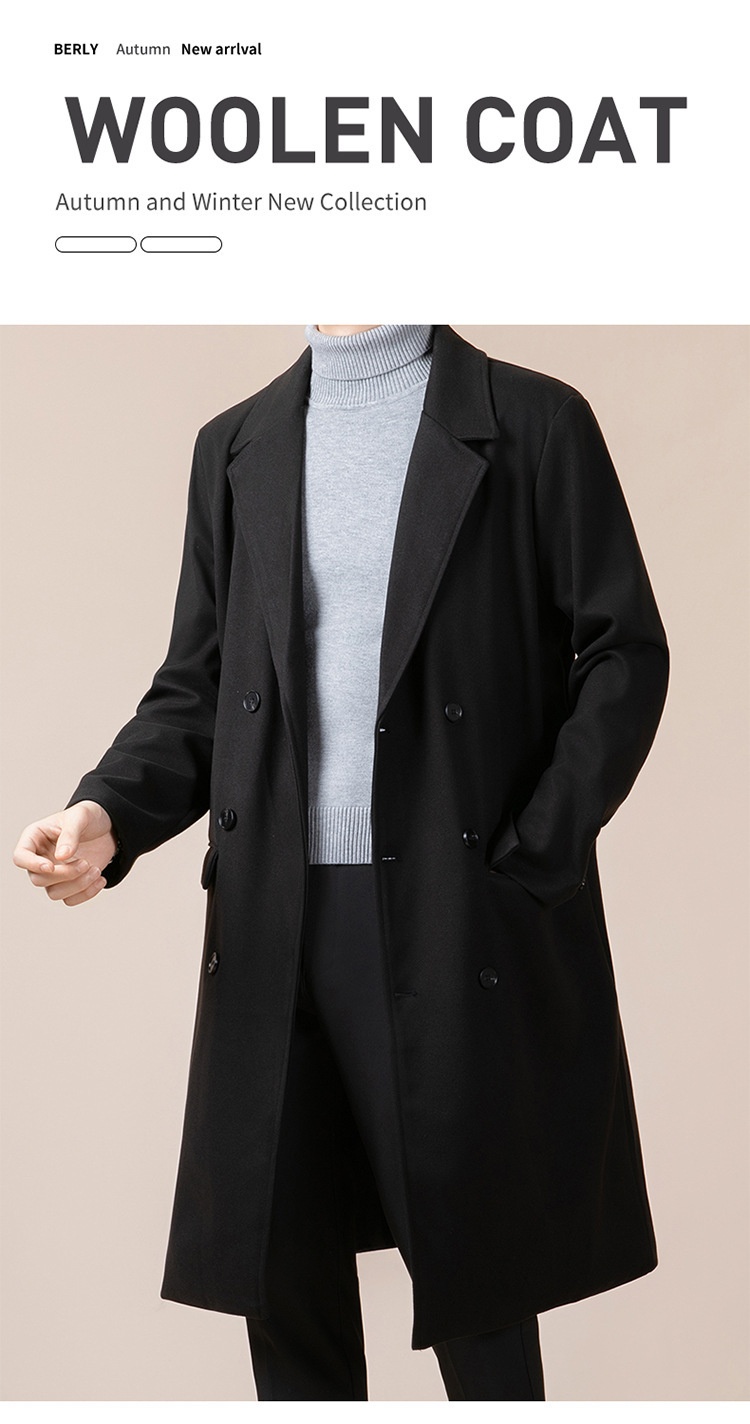 boy Boy Boy Thickened Overcoat Men's Winter Style Mid-Length Korean Version Double-Breasted Woolen Trench Coat_voghion.com