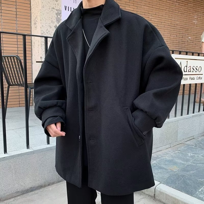 boy Boy Boy Men's Winter Jacket Padded Thickened Short Woolen Trench Coat British Style Korean Version Student Trend Loose Fit_voghion.com