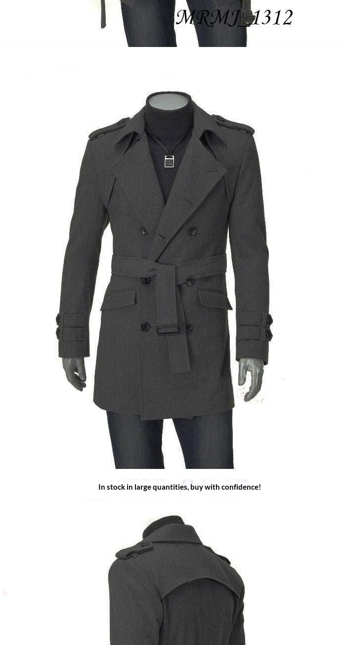 boy Boy Boy Foreign Trade New Autumn Winter Men's Korean Style Fashionable Trench With Epaulet Mid-Length Double-Breasted Wool Coat_voghion.com